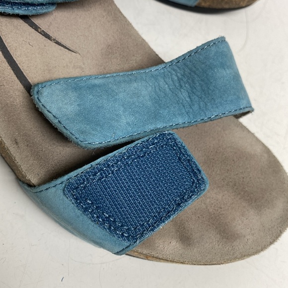 Abeo Una Blue Leather Wedge Sandal Shoes Size 7.5 - Picture 11 of 17